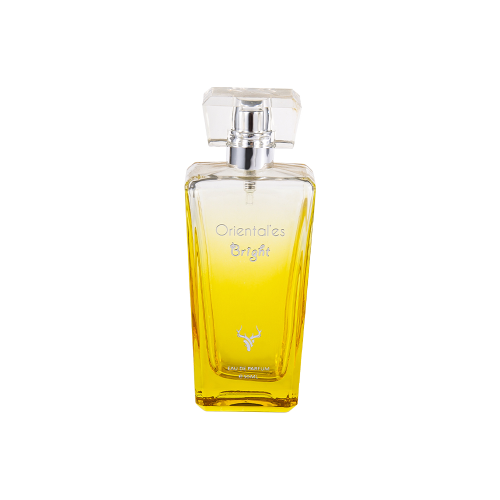 Bouteille de parfum en verre jaune à revêtement dégradé de KY100-WJ64 50ML avec capuchon en résine K Transparent
