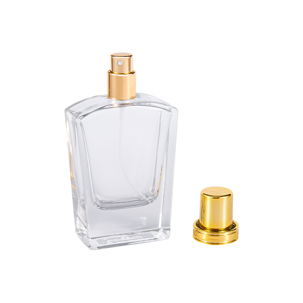 Bouteille de parfum en verre transparent KY10-WJ436 50ML avec capuchon en or brillant UV