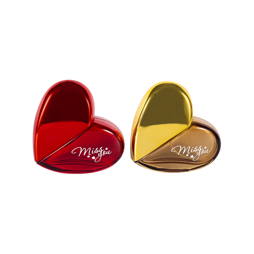 Bouteille de parfum en verre en forme de coeur GC193-WJ501 50ML avec capuchon en plastique UV PP