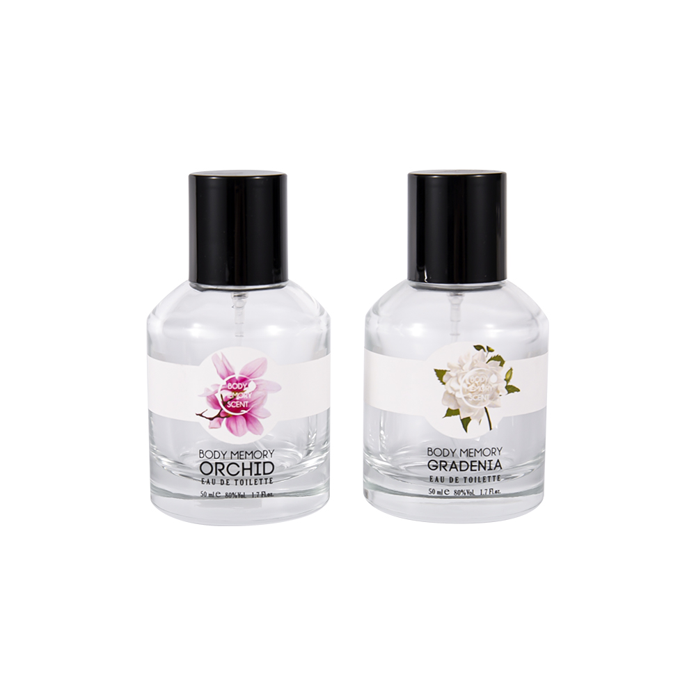 Bouteille de parfum en verre transparent GC4815-WJ2531 50ML avec bouchon en plastique PP noir