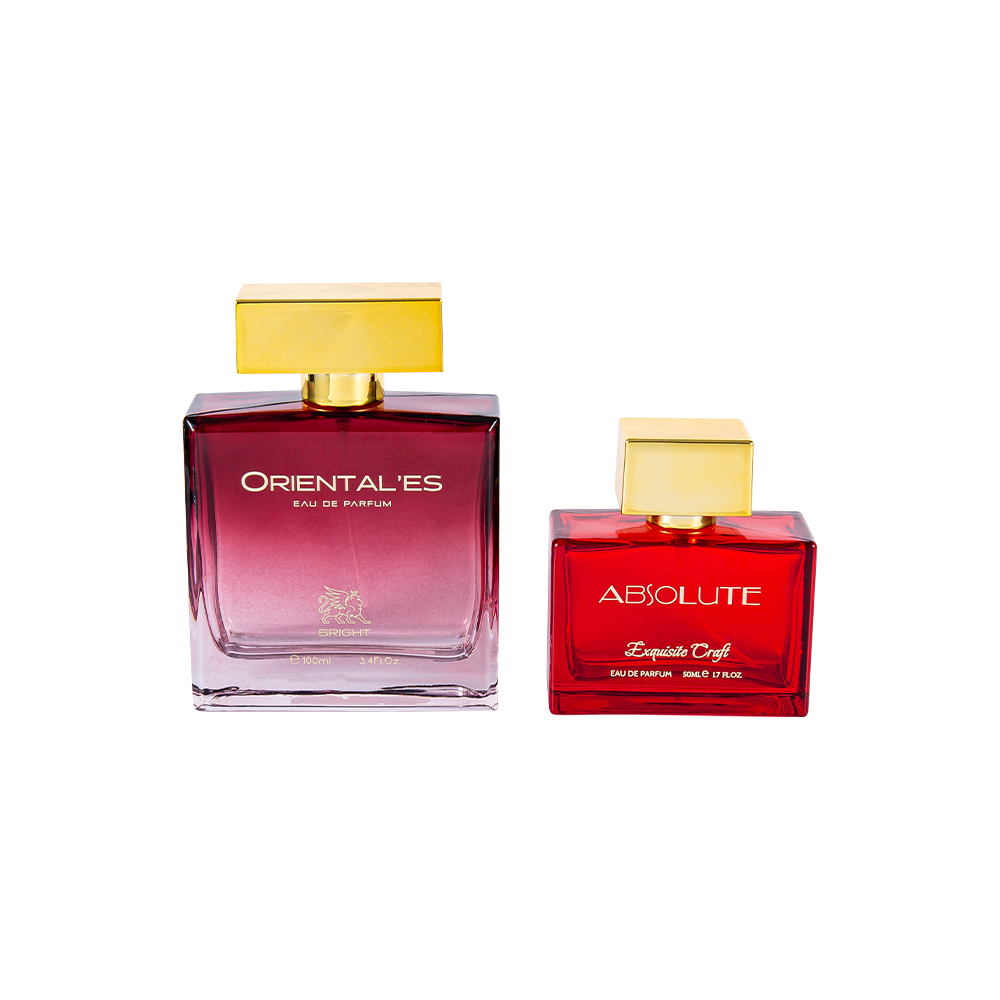 Bouteille de parfum en verre à revêtement dégradé de 100ML, avec bouchon de parfum en plastique doré UV, GC4461-WJ2372
