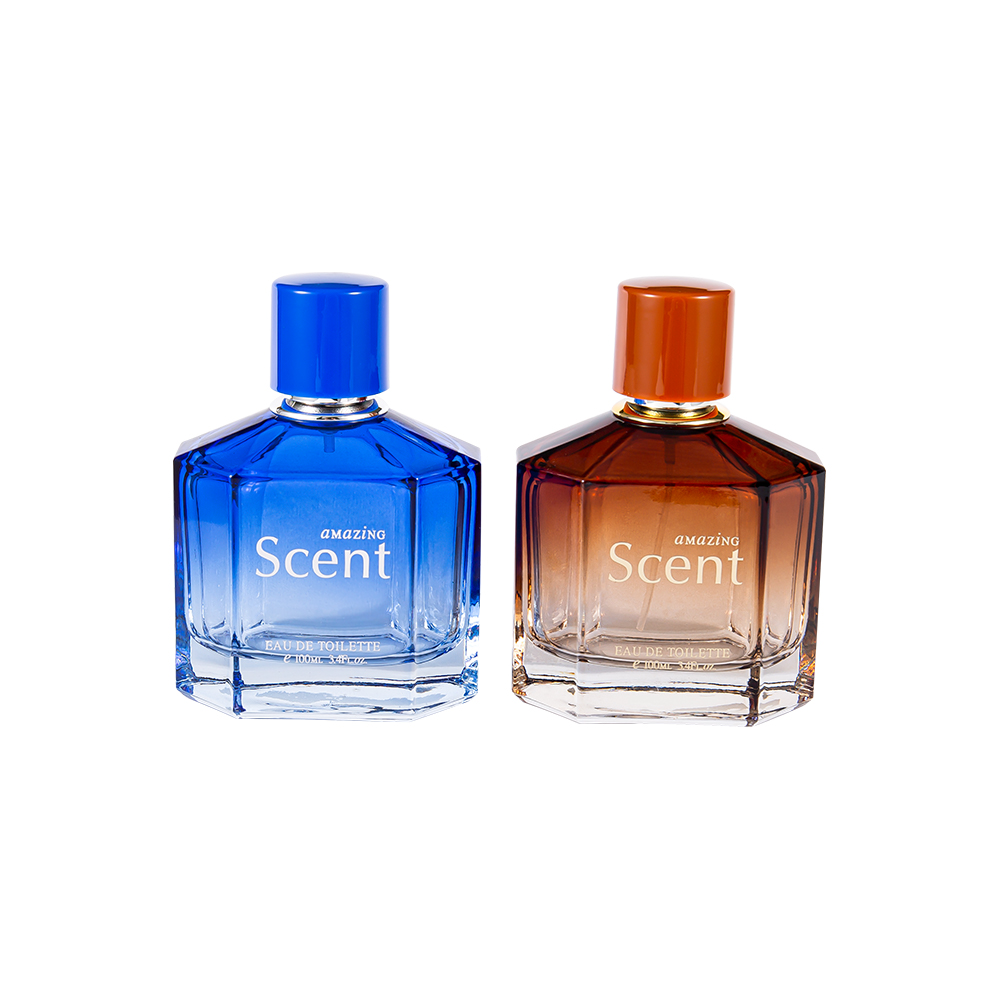 Bouteille de parfum en verre de KY1104-WJ2099 100ML, décorative avec capuchon de parfum de forme personnalisée 0,12cc