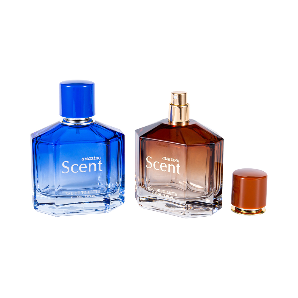 Bouteille de parfum en verre de KY1104-WJ2099 100ML, décorative avec capuchon de parfum de forme personnalisée 0,12cc