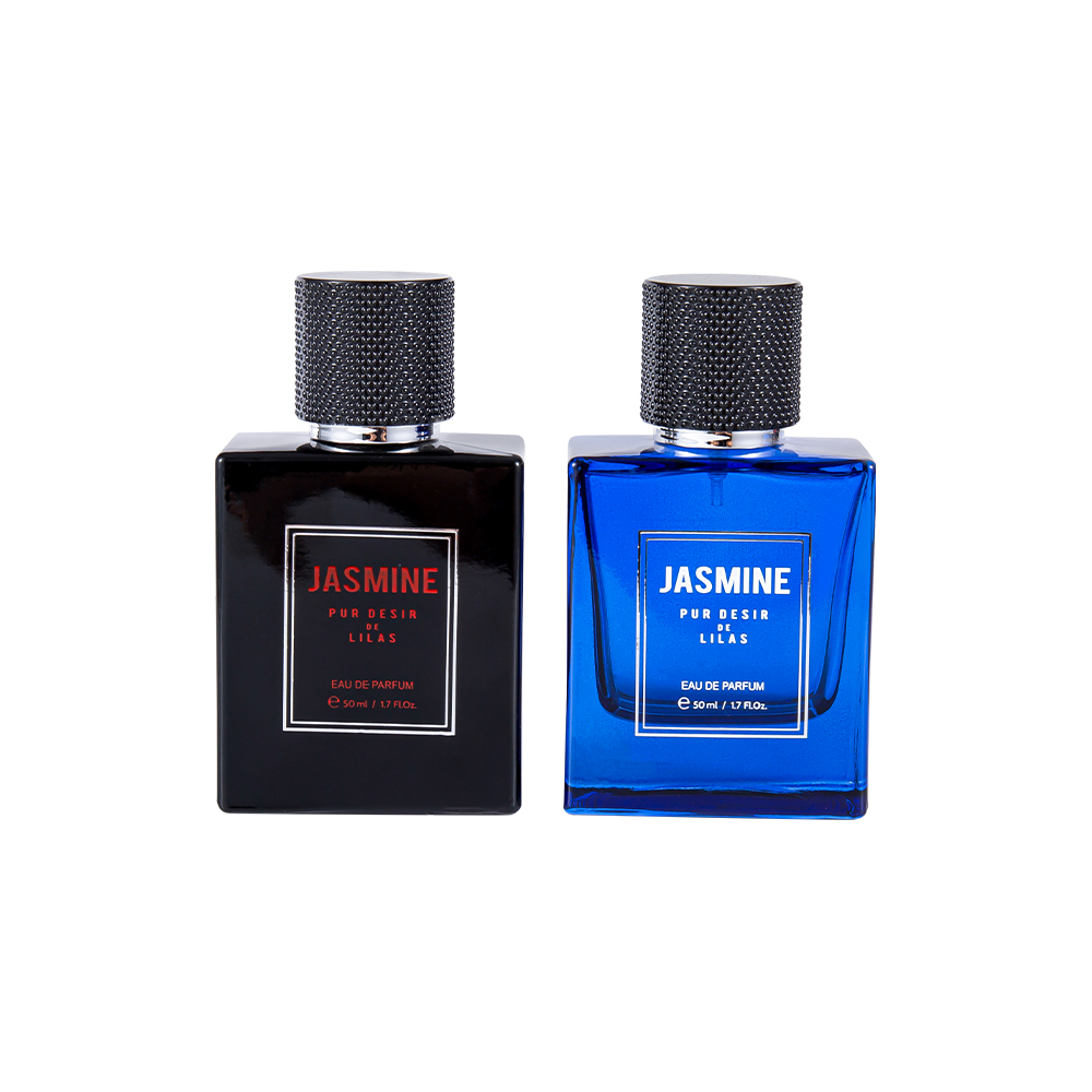 KY59-WJ2358 Ensemble de flacons de parfum en verre lisse de 50 ml avec capuchon de parfum tacheté