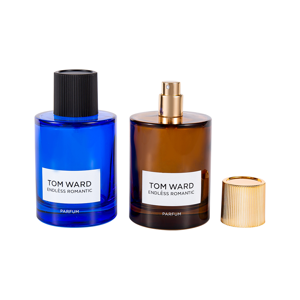 Bouteille de parfum en verre en gros de GC5178-WJ2623 100ML avec le chapeau rayé de parfum